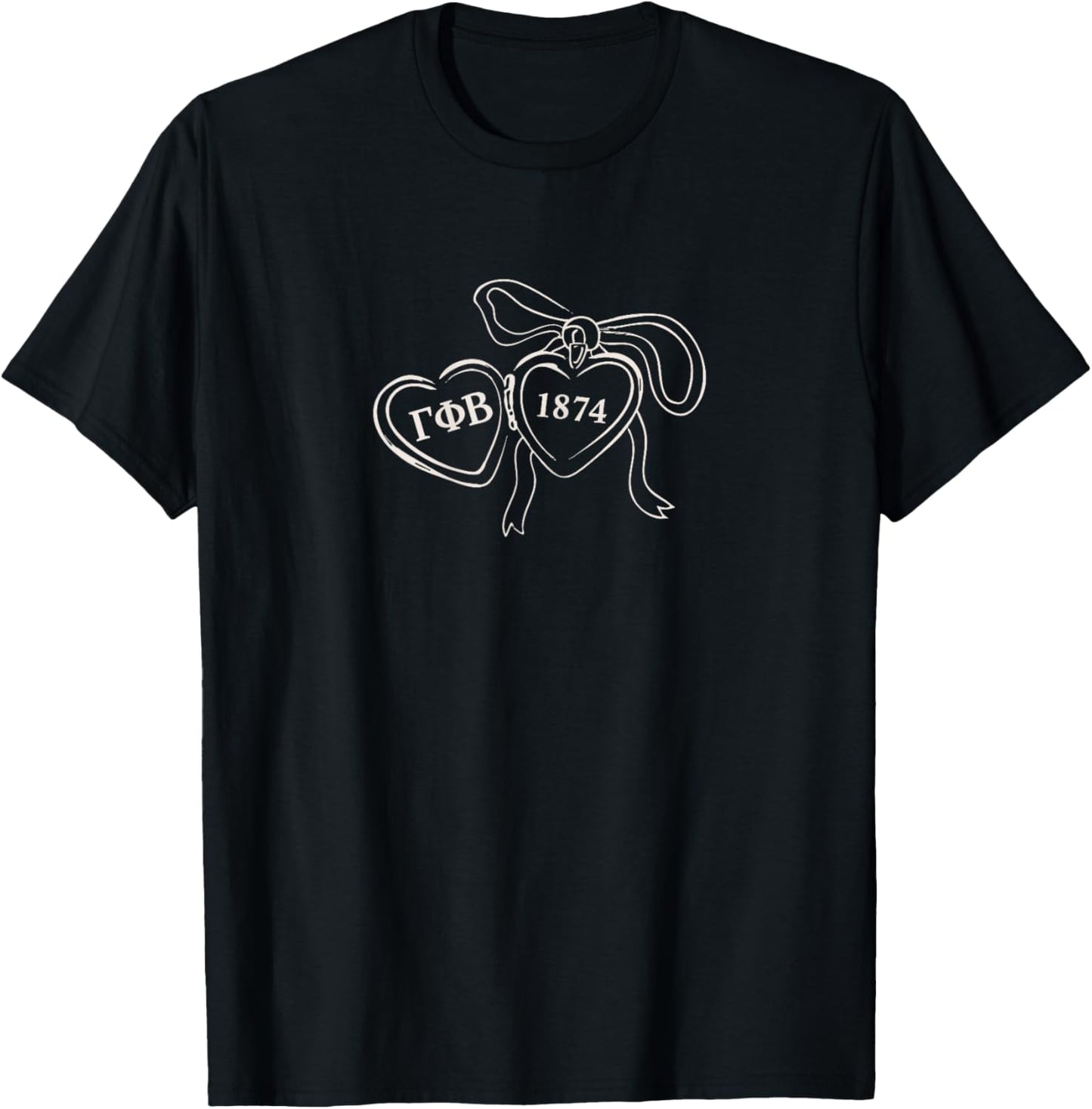 Licensed Gamma Phi Beta Pearl Locket Bow T-Shirt - T-Shirt | Black