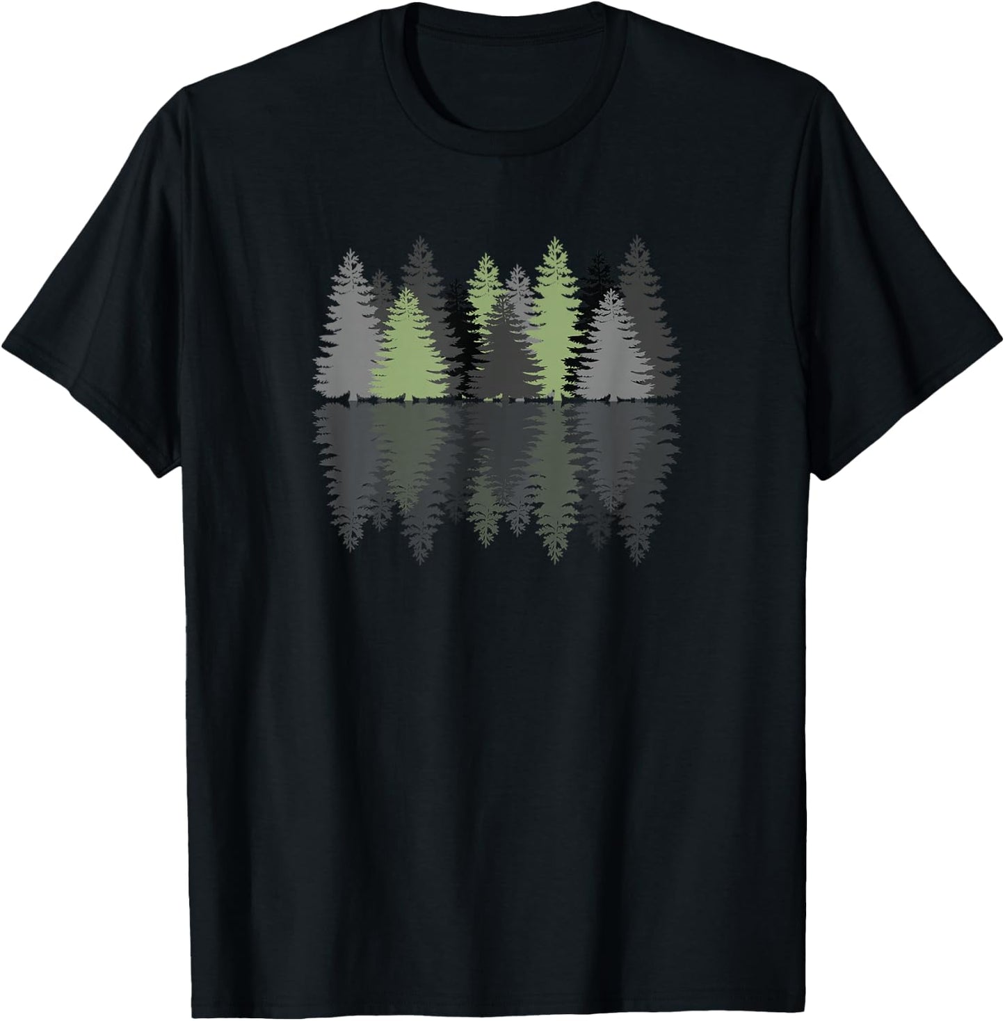 Forest Reflection Nature Trees Woods T-Shirt - T-Shirt | Black