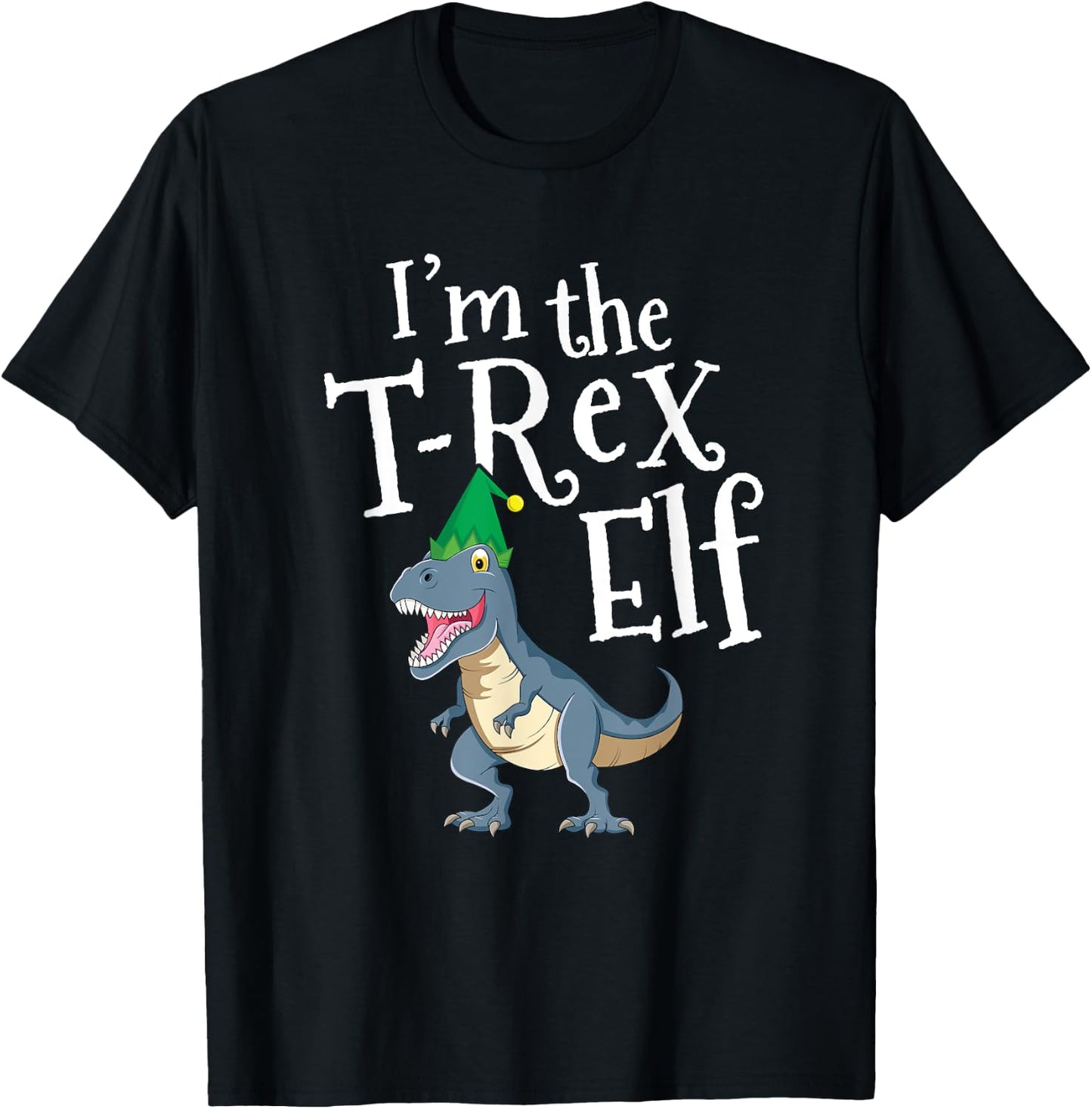 I'm T-Rex Elf TRex Dinosaur Kids Matching Family Christmas T-Shirt - T-Shirt | Black