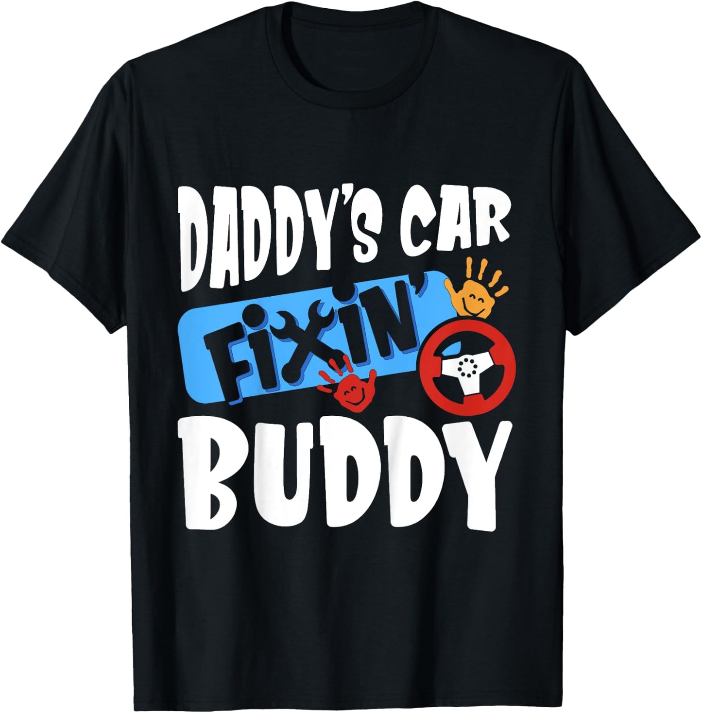 Kids Daddy's Car Fixin Buddy Mechanic Dad And Son Gift Boys T-Shirt - T-Shirt | Black