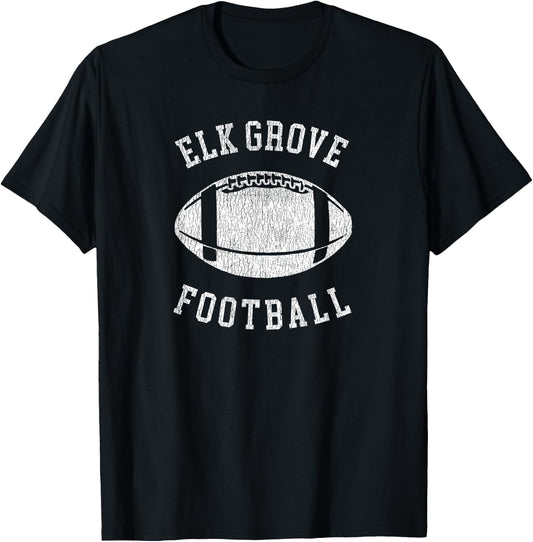Elk Grove Football Distressed Vintage 80's Throwback Classic T-Shirt - T-Shirt | Black
