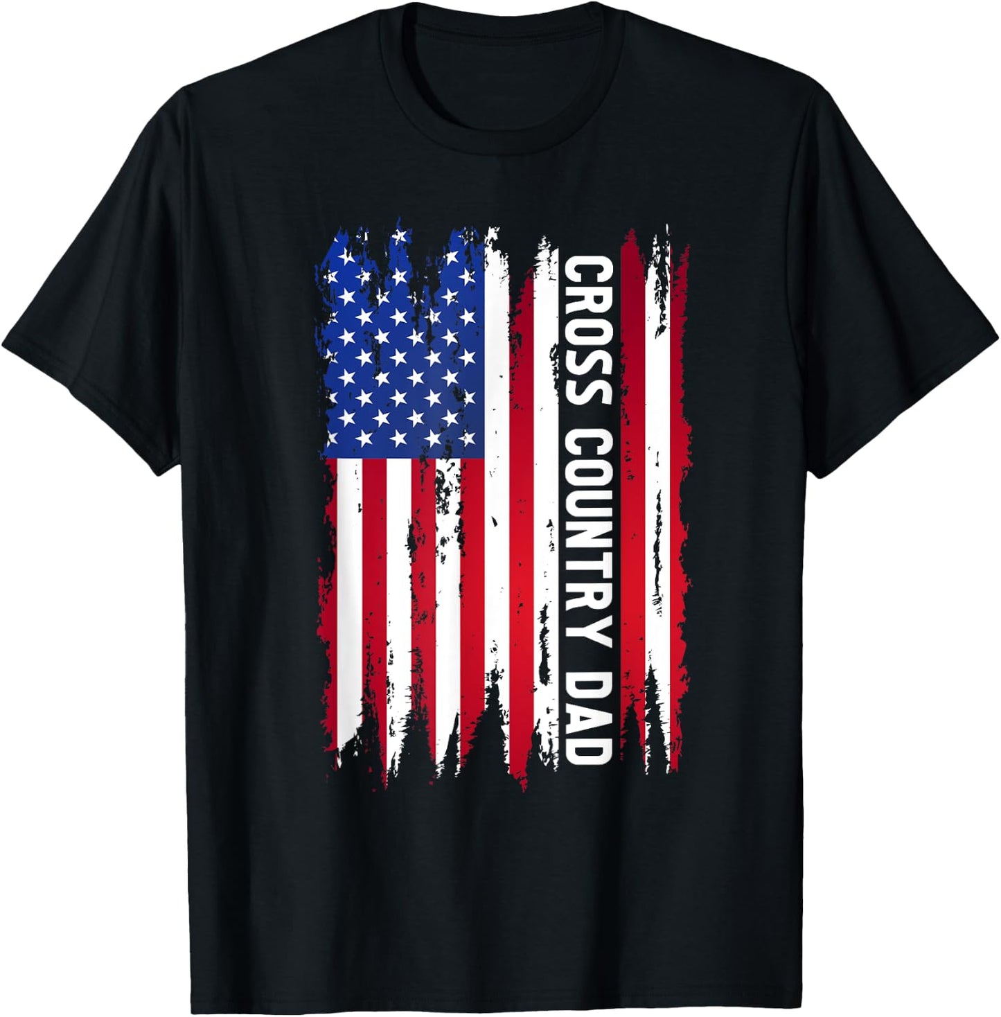 Cross Country Dad US Flag Cross Country Runner Father XC Dad T-Shirt - T-Shirt | Black
