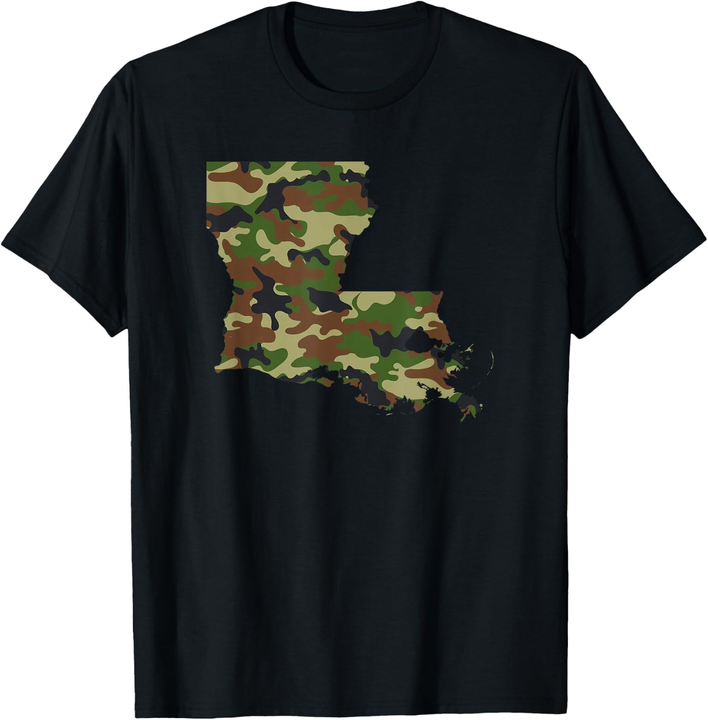Louisiana / Military Green Camouflage State Shirt T-Shirt - T-Shirt | Black
