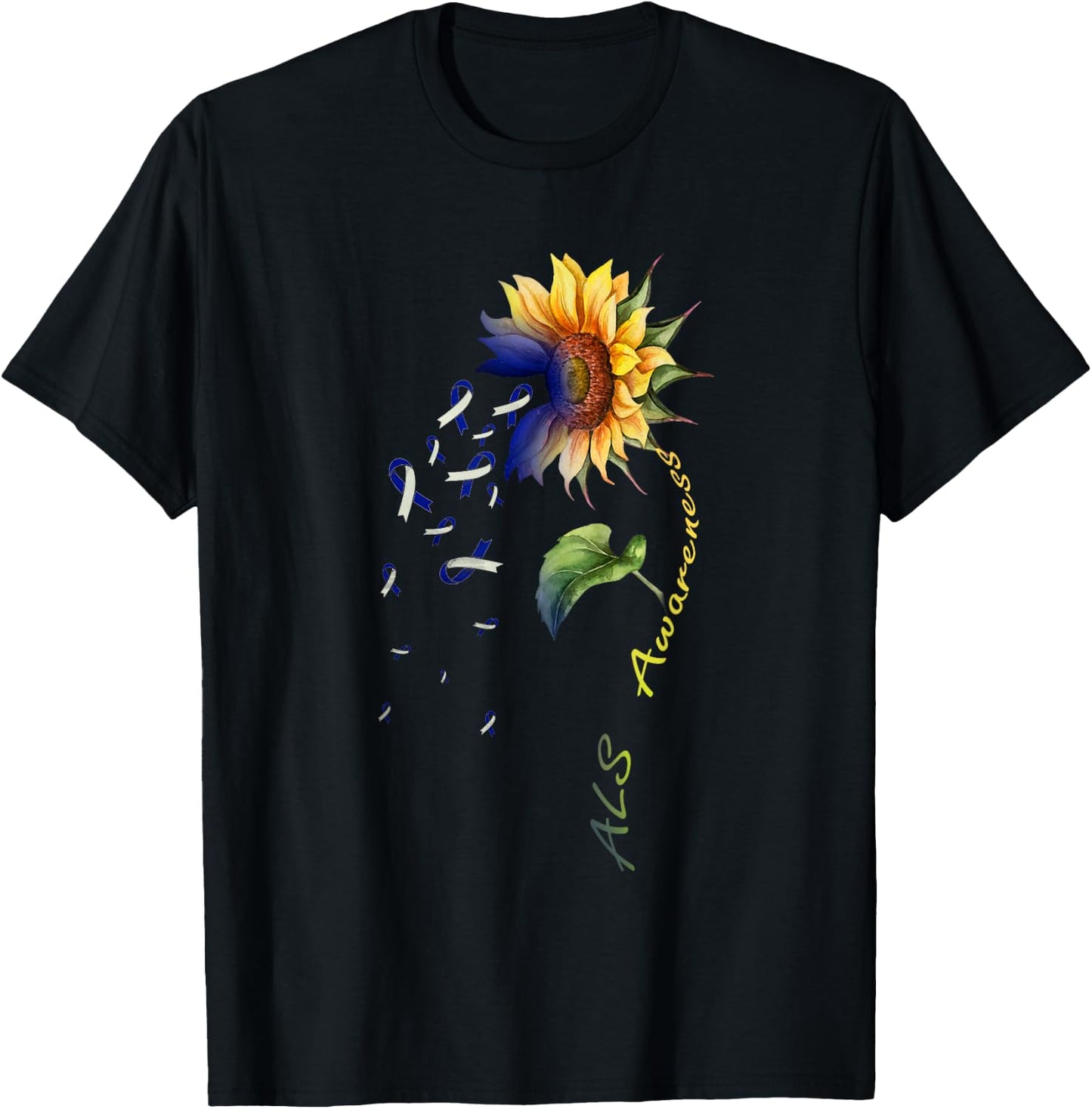 ALS Awareness Sunflower Shirt T-Shirt - T-Shirt | Black
