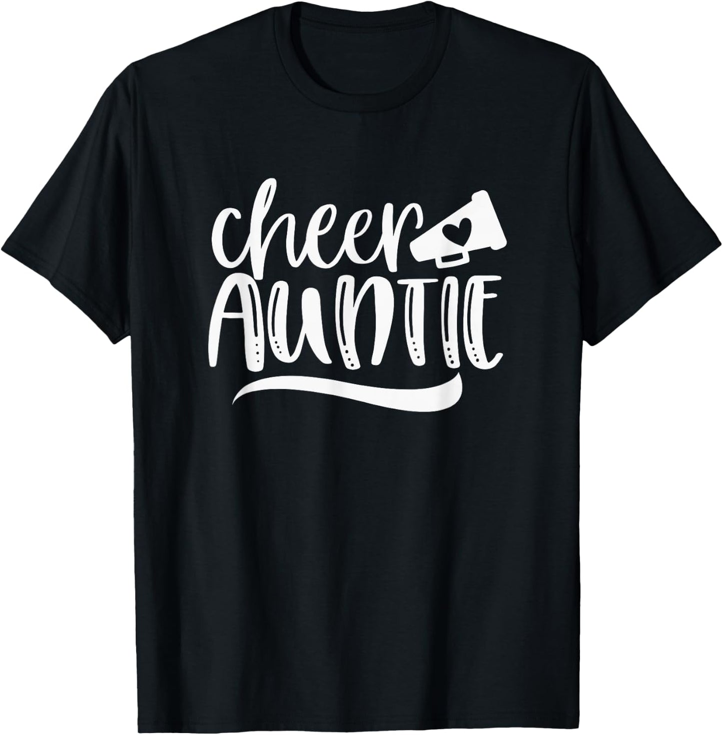 Cheer AUNTIE, Megaphone with Heart Accent T-Shirt - T-Shirt | Black