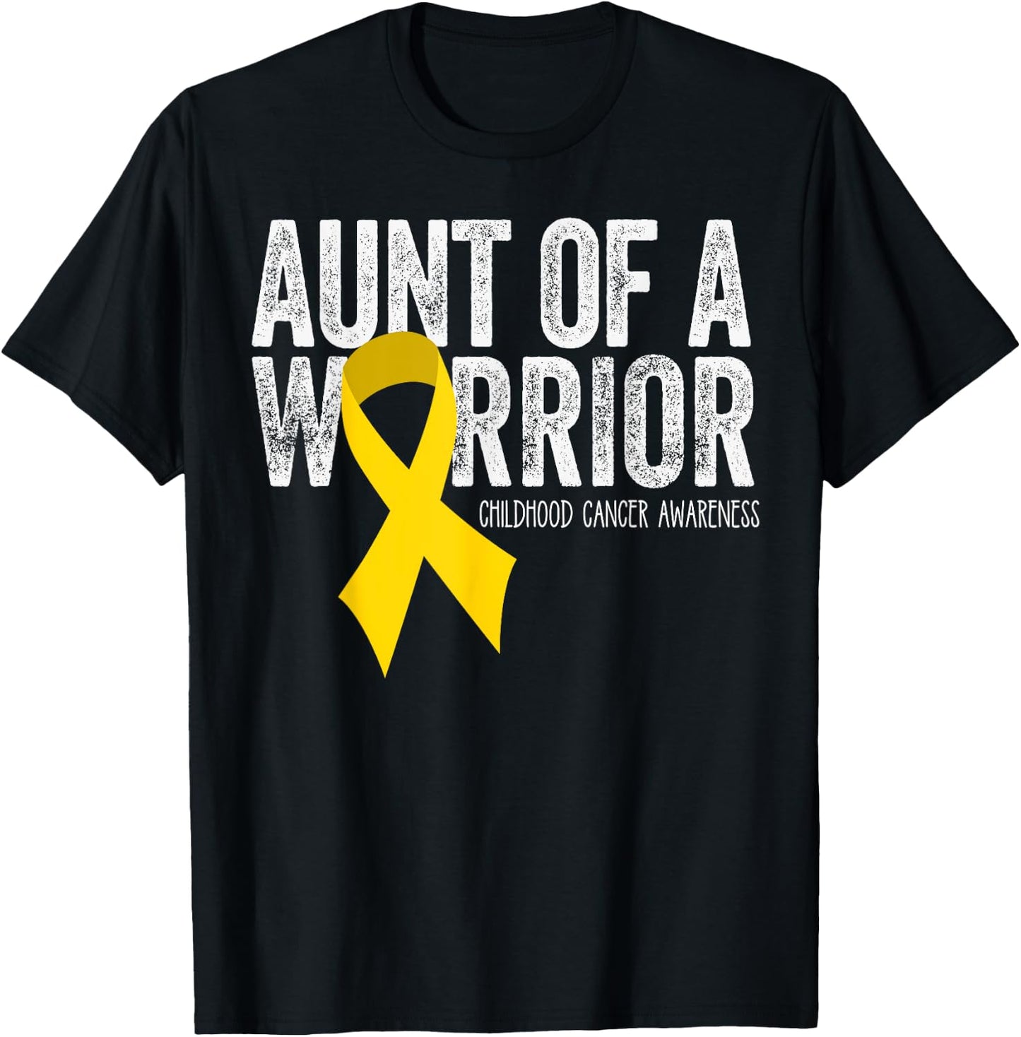 Aunt of a Warrior Childhood Cancer T Shirt Auntie Ribbon T-Shirt - T-Shirt | Black