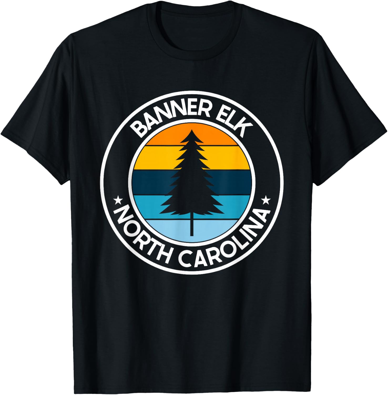 Banner Elk North Carolina NC USA City Pride Retro Sunset T-Shirt - T-Shirt | Black