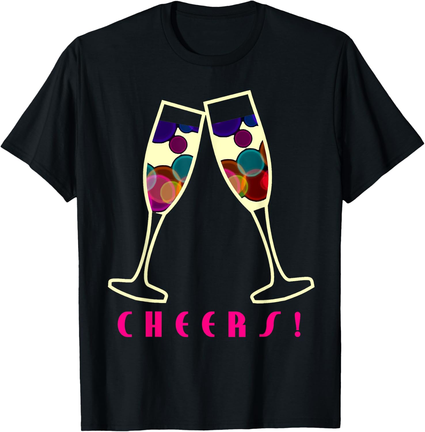 Cheers Champagne Glasses Party Graphic Shirt T-Shirt - T-Shirt | Black