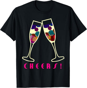 Cheers Champagne Glasses Party Graphic Shirt T-Shirt - T-Shirt | Black
