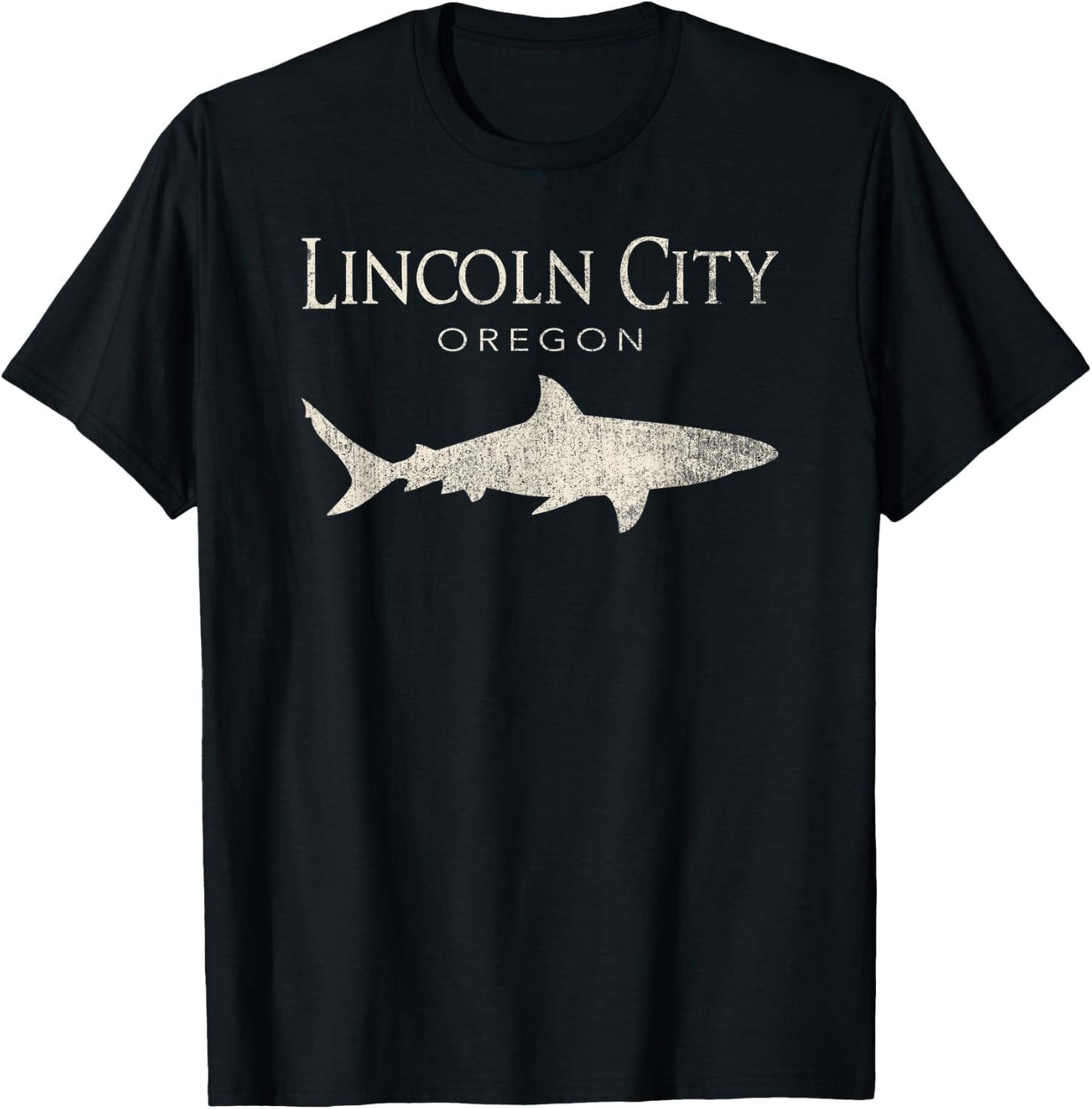 Retro Lincoln City OR Shark T-Shirt - T-Shirt | Black