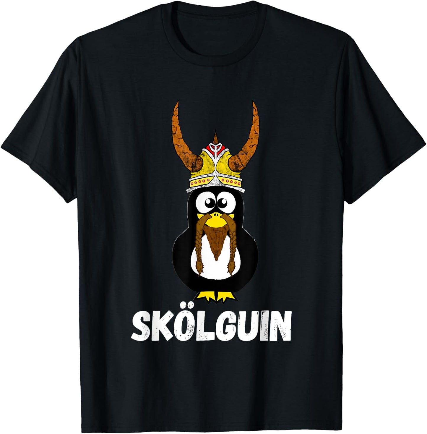 Skol Penguin Water Bird Funny Viking Nordic Horned Helmet T-Shirt - T-Shirt | Black