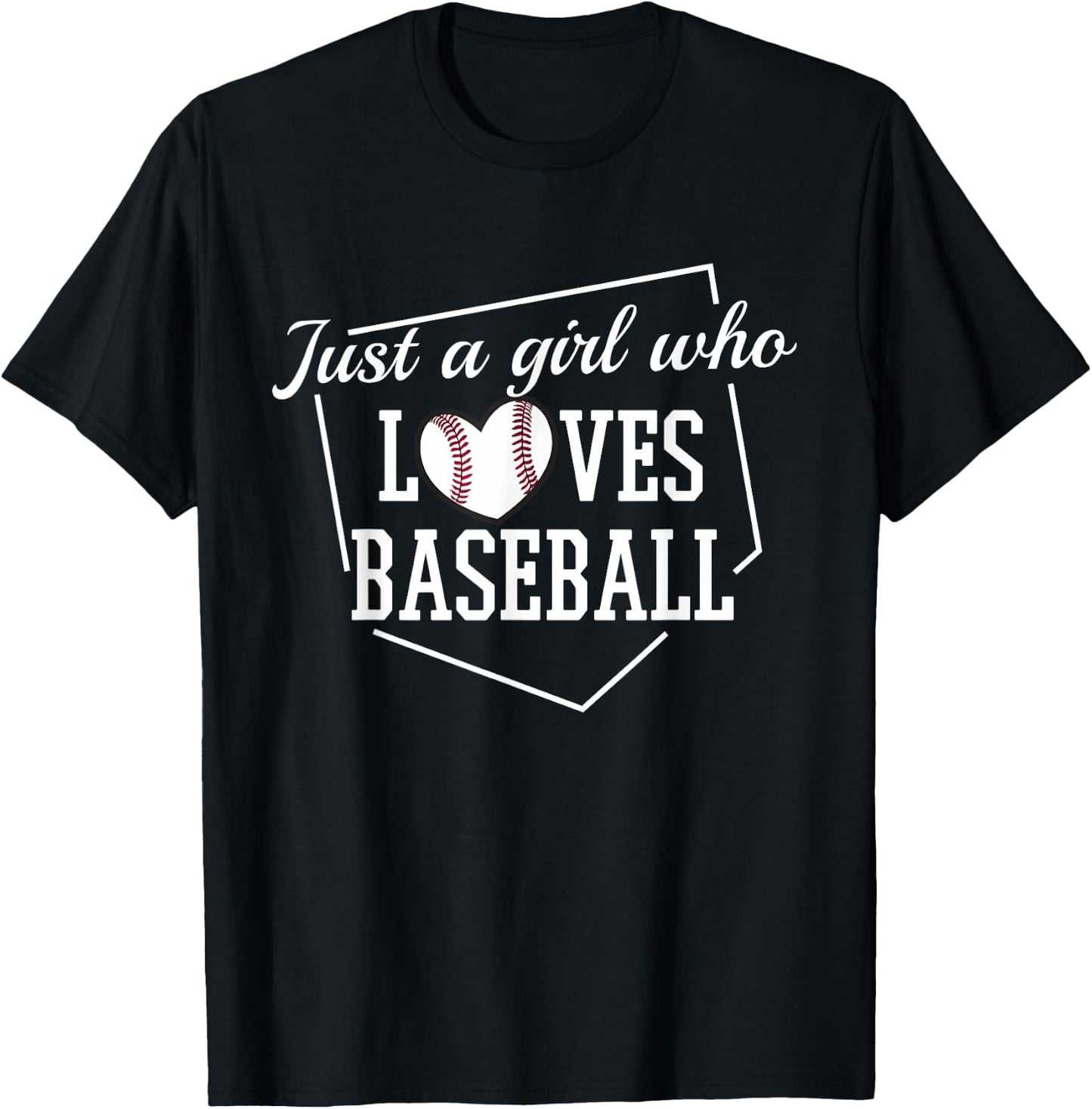 Just A Girl Who Loves Baseball T-Shirt - T-Shirt | Black