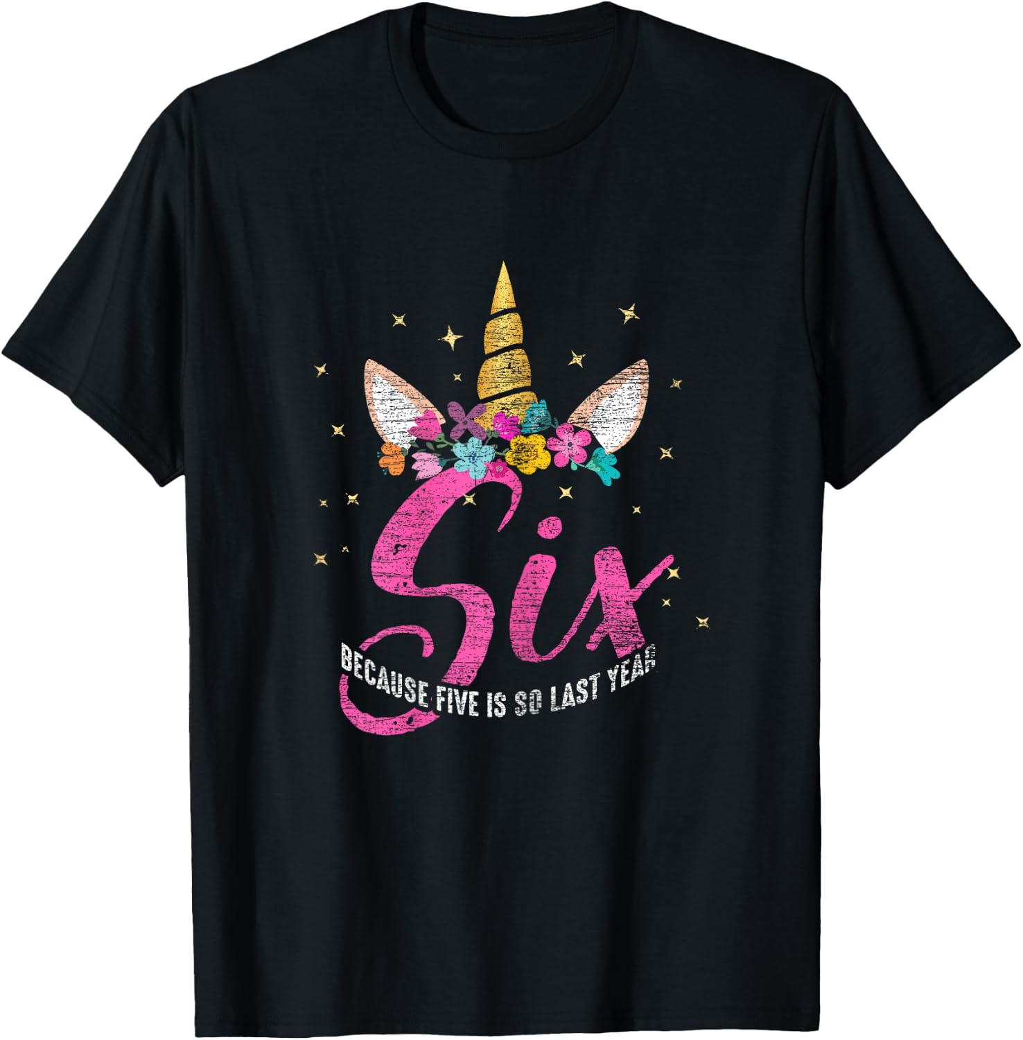 6 Years Old Birthday Girl Gifts Unicorn 6th Birthday T-Shirt - T-Shirt | Black