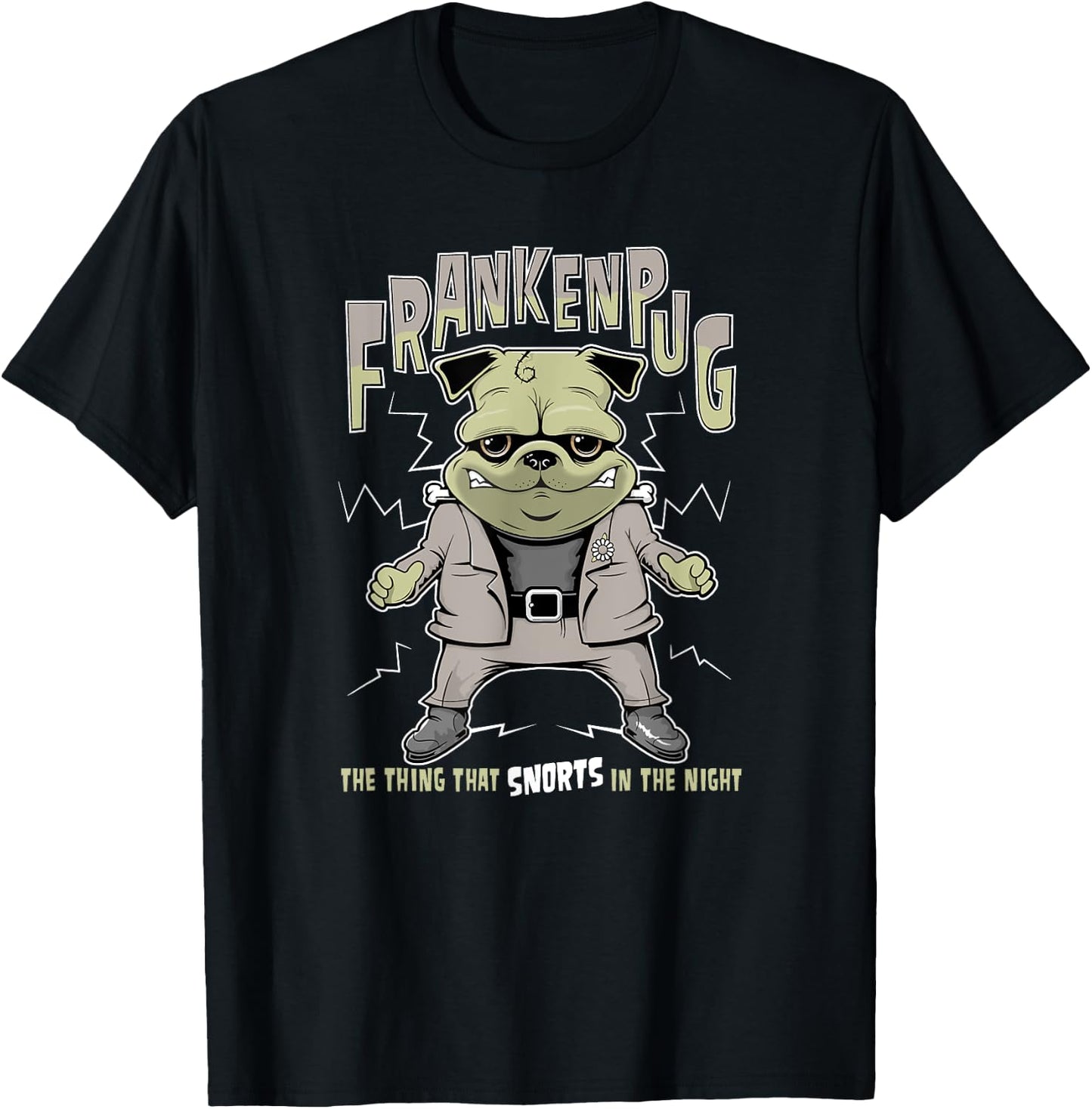 Pug Halloween FrankenPug T-Shirt - T-Shirt | Black