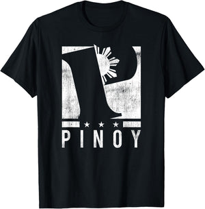 Cool Distressed Filipino P Logo - Pinoy P T-Shirt - T-Shirt | Black
