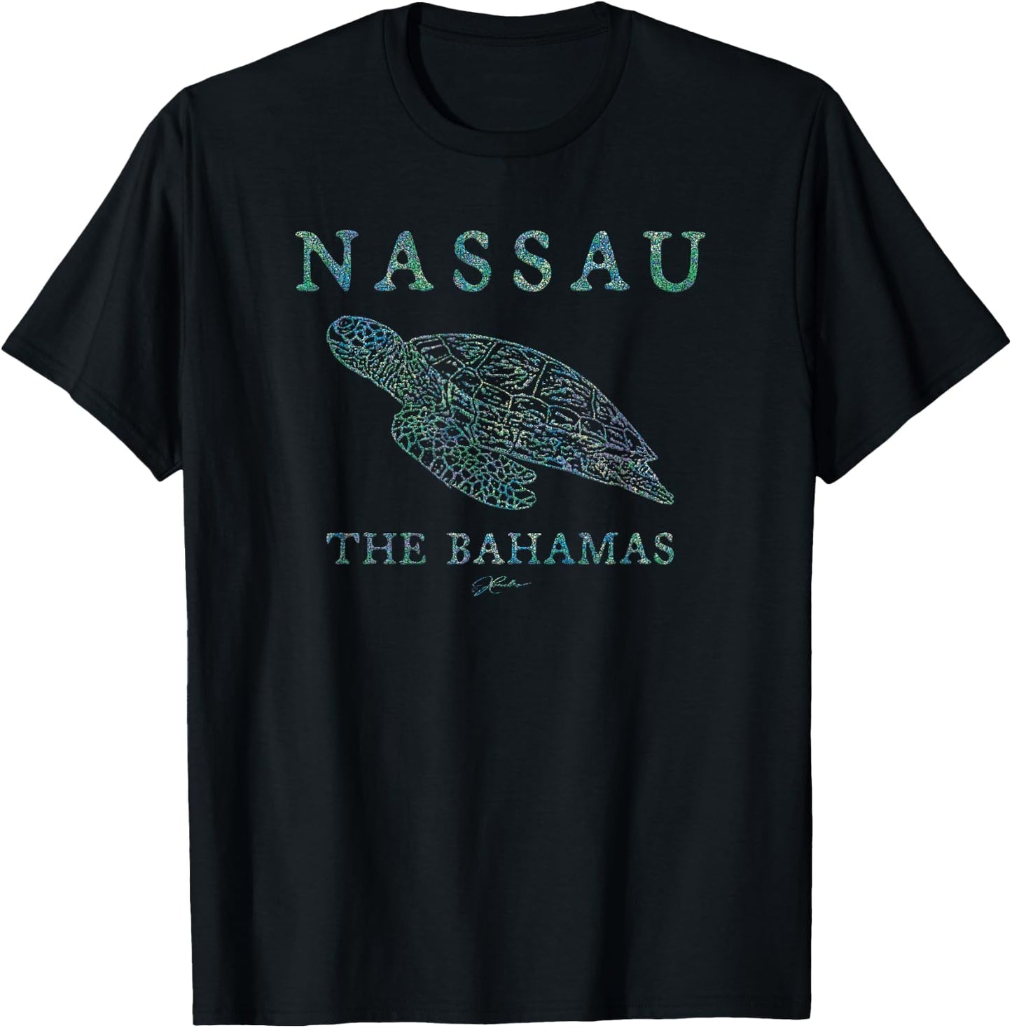 JCombs: Nassau, The Bahamas, Gliding Sea Turtle (Distressed) T-Shirt - T-Shirt | Black