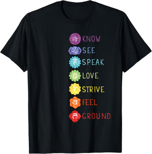 7 Seven Chakras Yoga T Shirt T-Shirt - T-Shirt | Black