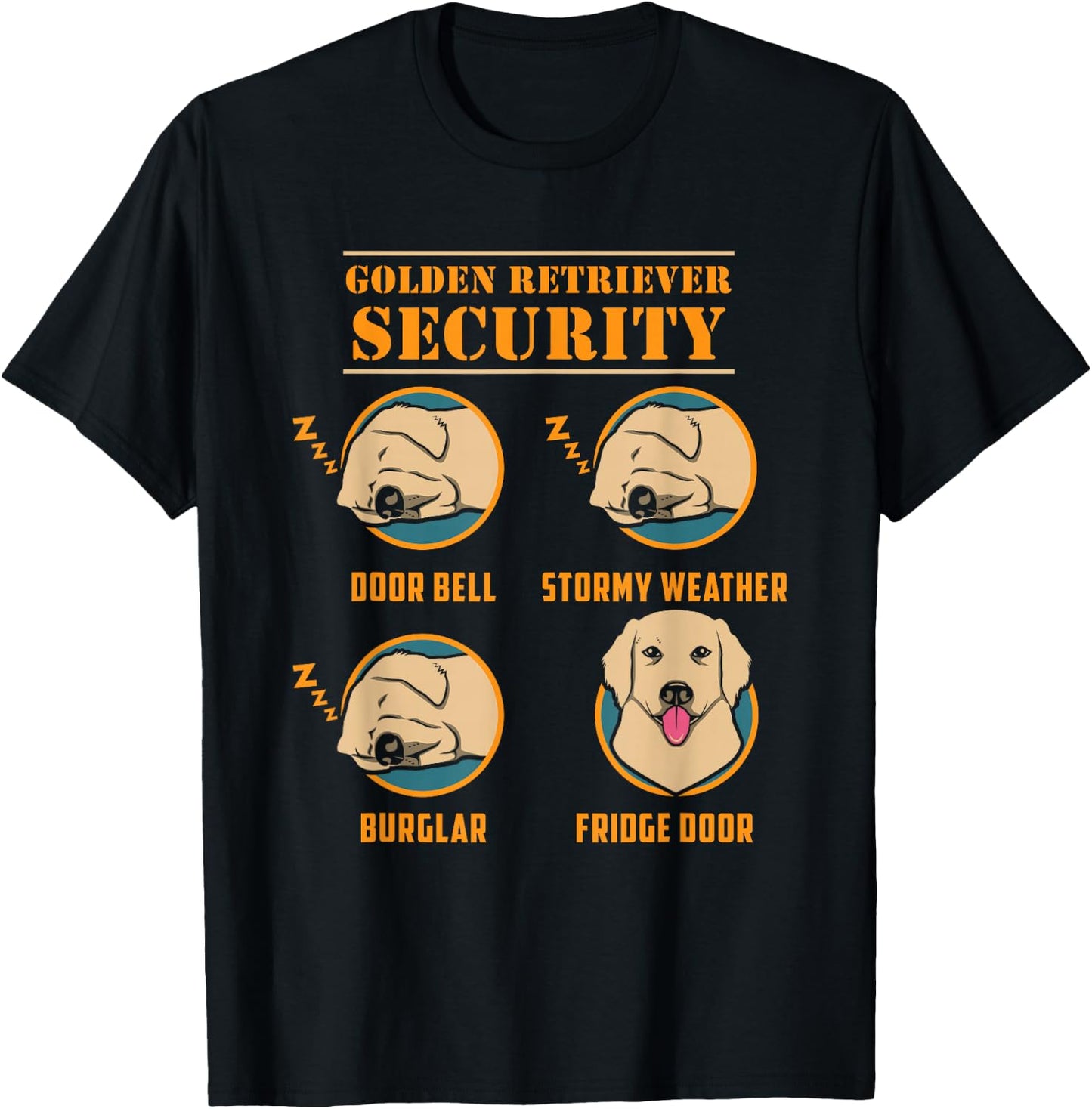 Golden Retriever Security Funny Dog Owner Design T-Shirt - T-Shirt | Black