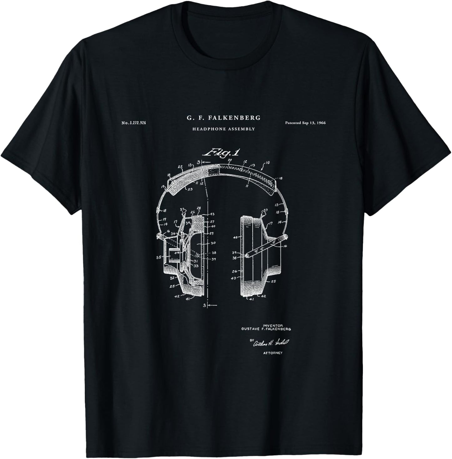 Patent Shirts Headphone Patent - Music Shirt & Girls, Black, Small T-Shirt - T-Shirt | Black