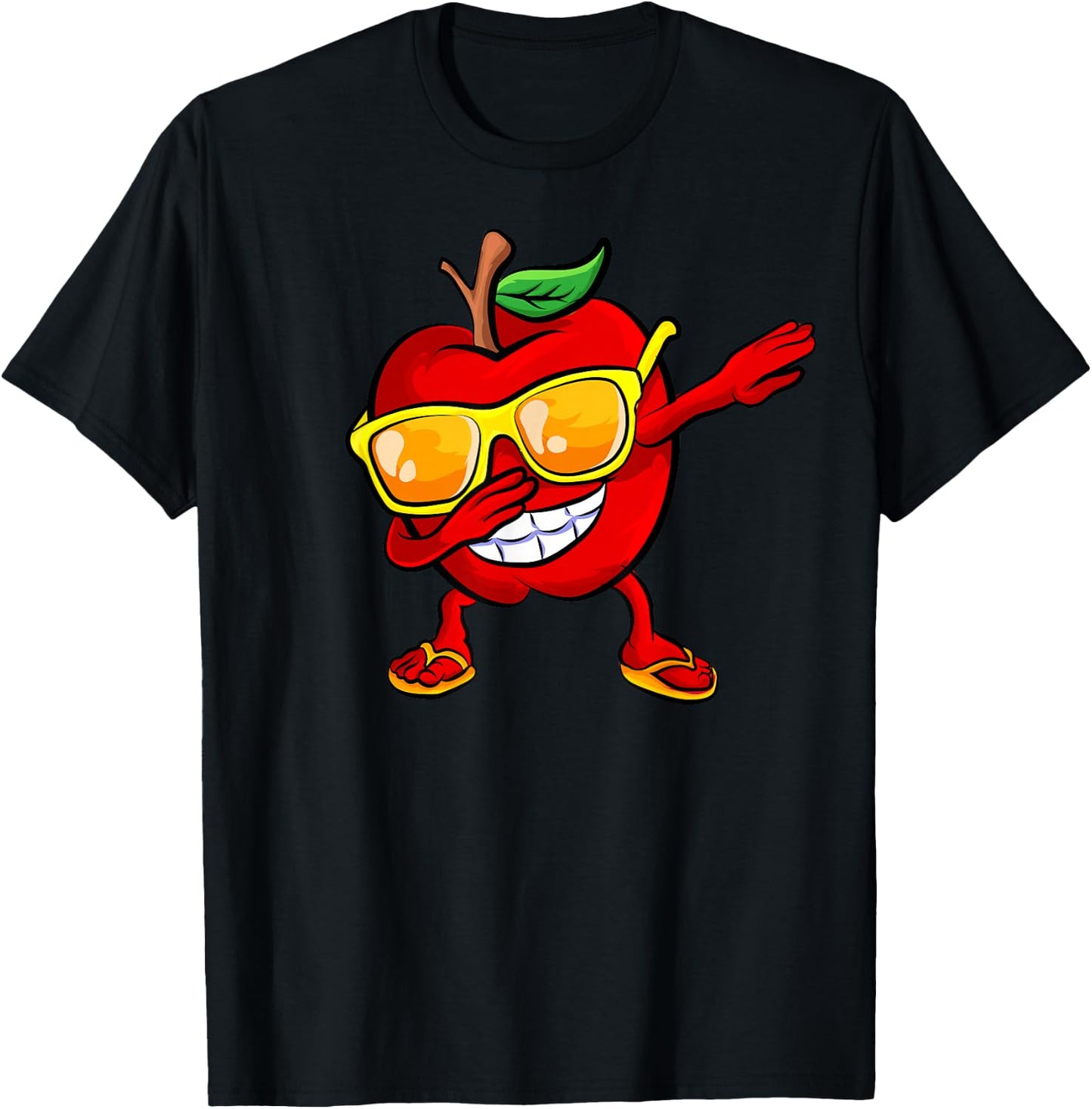 Dabbing Apple Sunglasses Design Green Apples Lovers T-Shirt - T-Shirt | Black