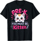 Preschool Kitten Girls Back to School Pre-K Cat T-Shirt - T-Shirt | Black