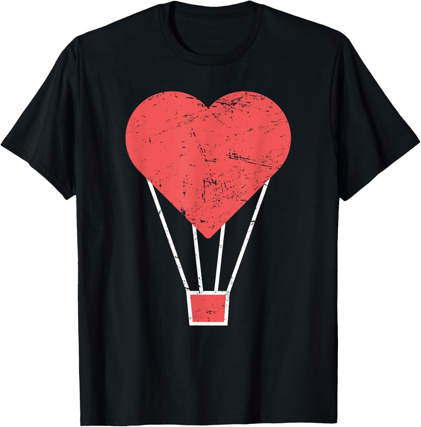 Heart | Cute Hot Air Balloon T-Shirt - T-Shirt | Black