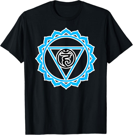 Yoga Veshuddha Throat Chakra Baby Blue Chakra T-Shirt - T-Shirt | Black