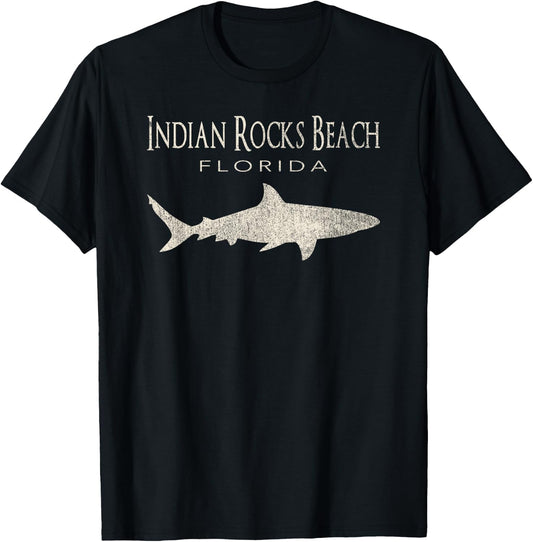 Retro Indian Rocks Beach FL Shark T-Shirt - T-Shirt | Black