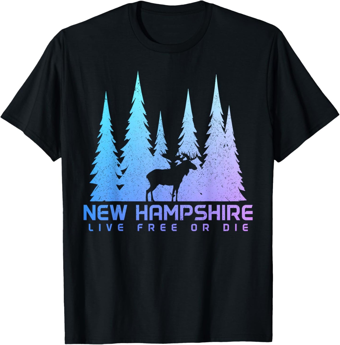 New Hampshire Live Free Or Die Moose Nature Lover T-Shirt - T-Shirt | Black