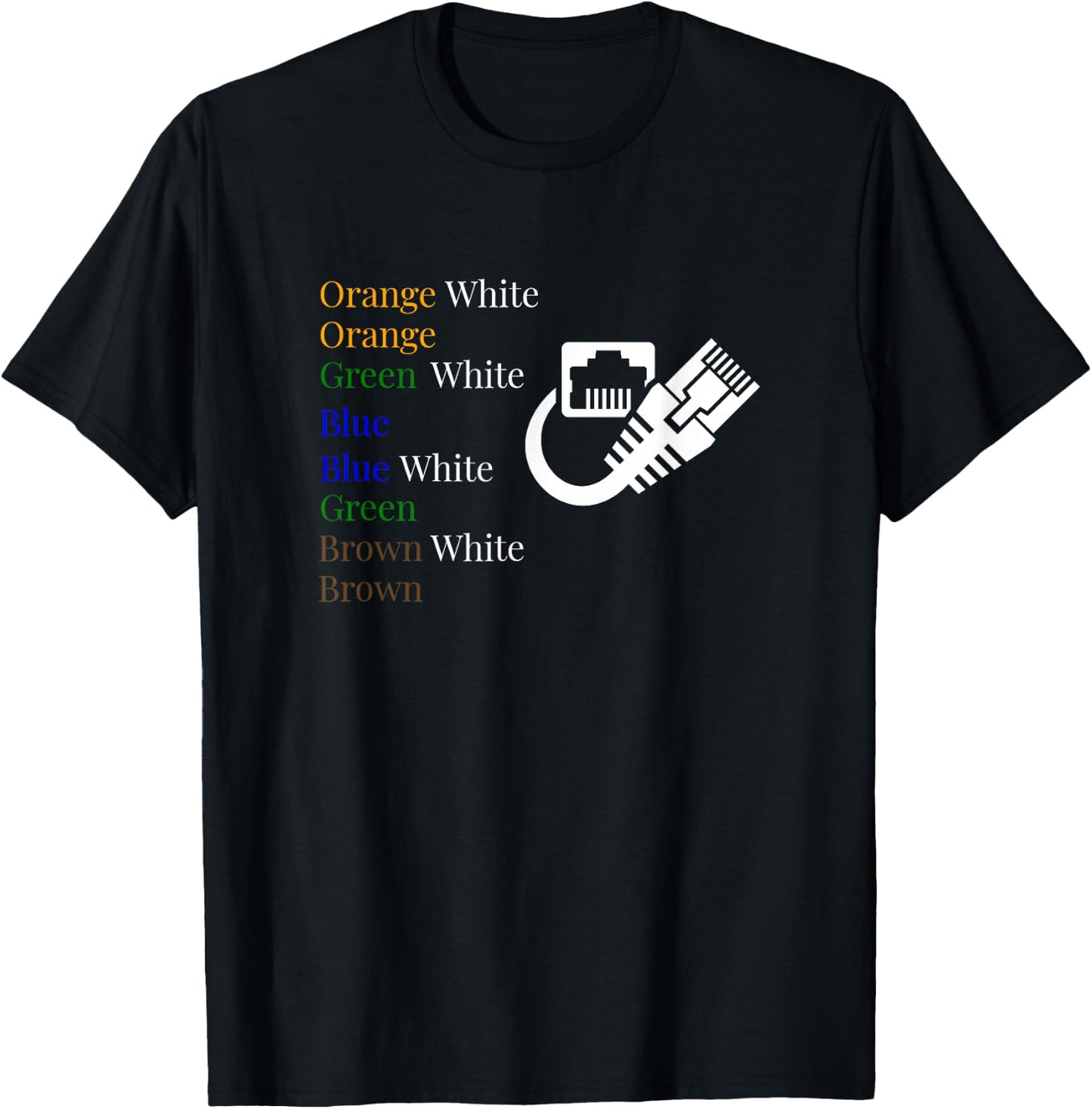 Telecom Fiber Optic Ethernet Color Code T-Shirt - T-Shirt | Black