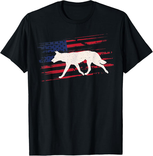 Dingo US American Flag Dog 4th Of July Puppy Pet USA Gift T-Shirt - T-Shirt | Black