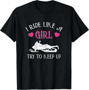 Funny Snowmobiling Girl Snowmobile Rider Gift T-Shirt - T-Shirt | Black