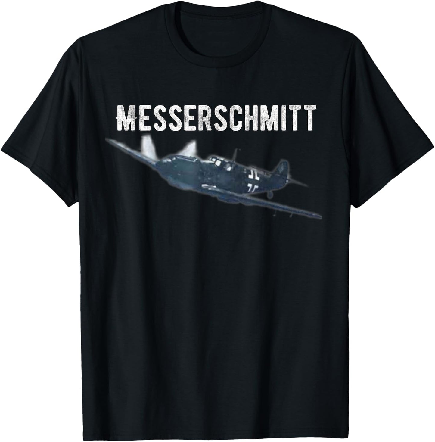 Shirt City Military Veteran Honor Wear WW2 Messerschmitt German Fighter Plane Commemorative T-Shirt - T-Shirt | Black