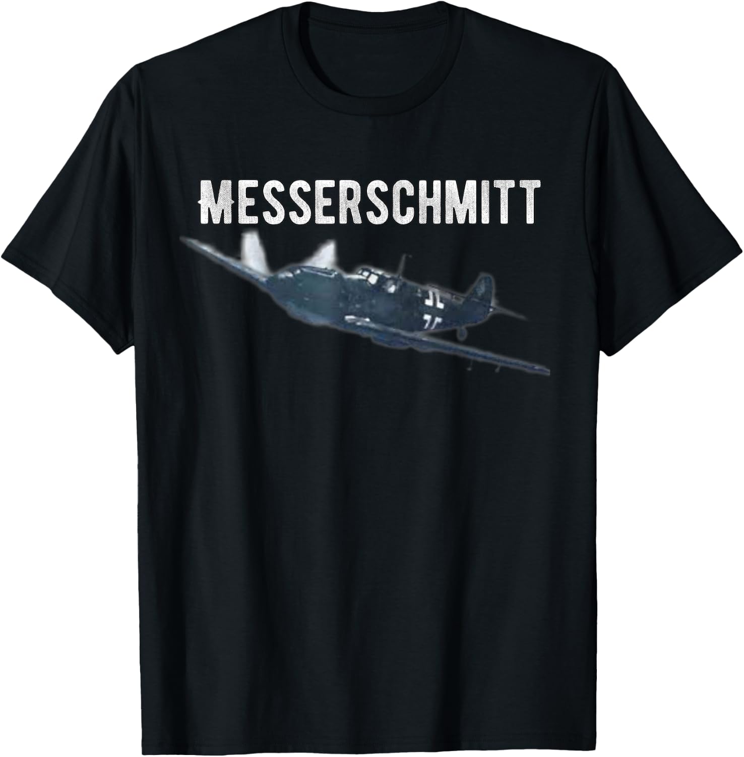 Shirt City Military Veteran Honor Wear WW2 Messerschmitt German Fighter Plane Commemorative T-Shirt - T-Shirt | Black