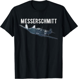 Shirt City Military Veteran Honor Wear WW2 Messerschmitt German Fighter Plane Commemorative T-Shirt - T-Shirt | Black