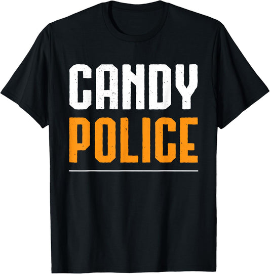 Candy Police Halloween Shirt Costume Mom & Dad T-Shirt - T-Shirt | Black