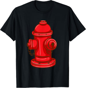 Fire Hydrant Shirt Funny Firefighter Firetruck Water Hose T-Shirt - T-Shirt | Black