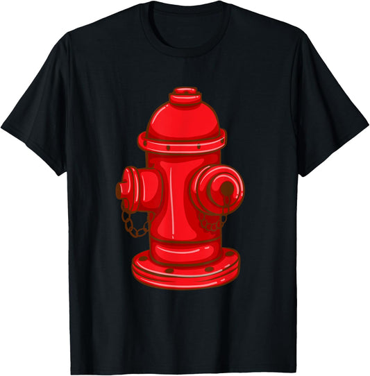 Fire Hydrant Shirt Funny Firefighter Firetruck Water Hose T-Shirt - T-Shirt | Black