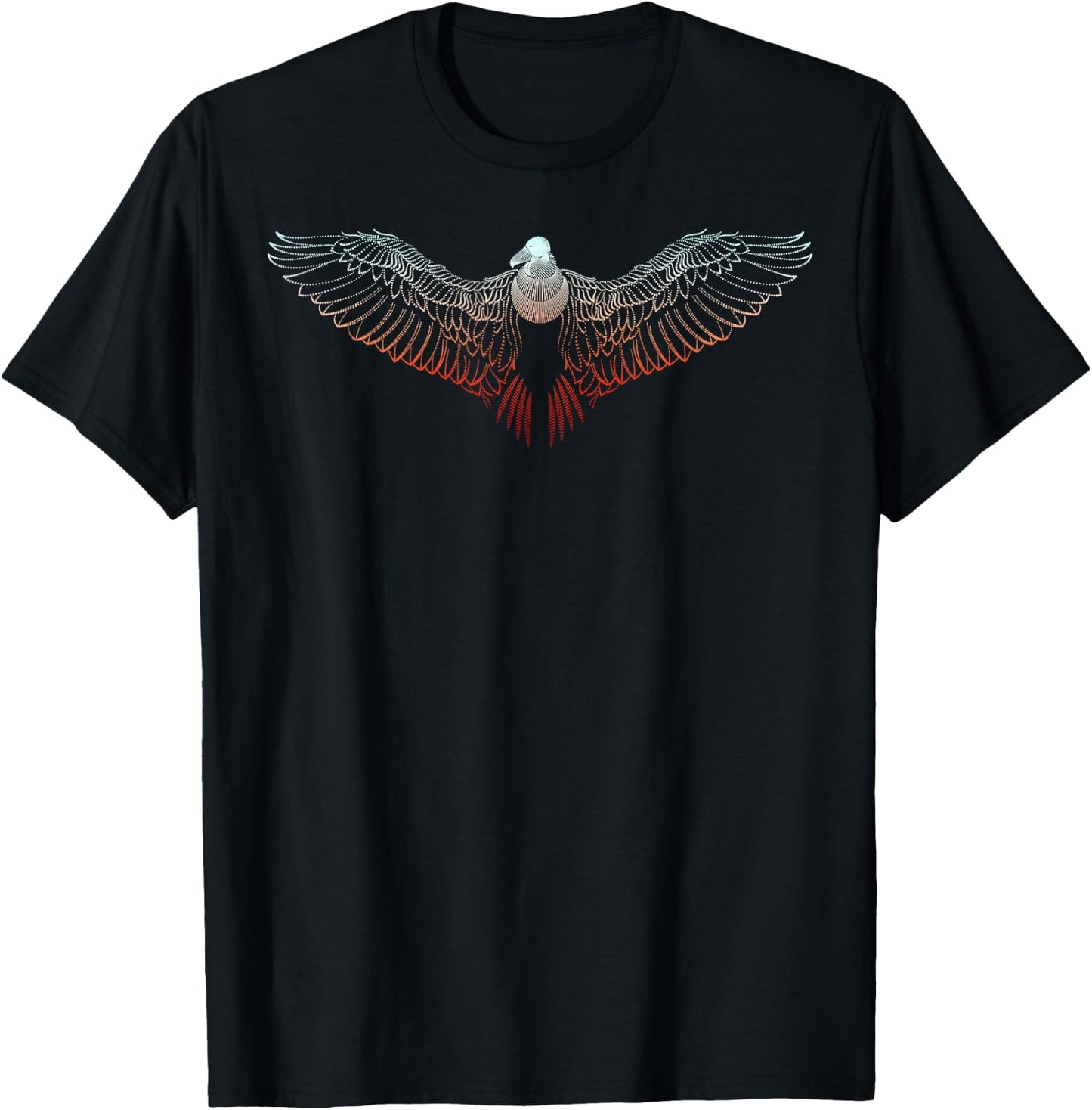 Flying Condor Bird Dot line Art Animal Drawing Gift - Condor T-Shirt - T-Shirt | Black