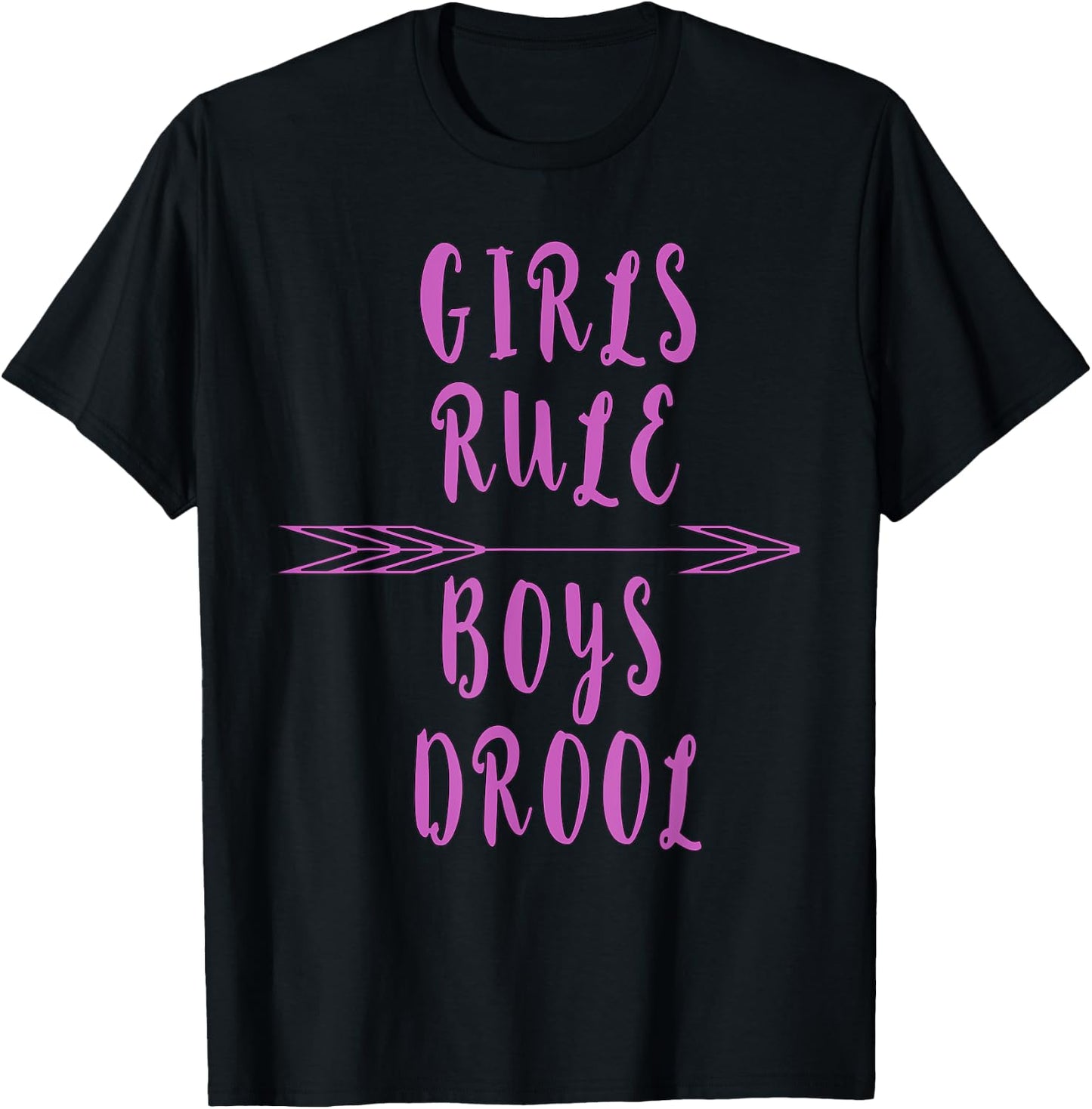 Funny witty gift ideas and tops Girls Rule, Boys Drool Anti-Valentine's Day Black Small Classic Fit Heather Grey Cotton Polyester Short Sleeve T-Shirt - T-Shirt | Black