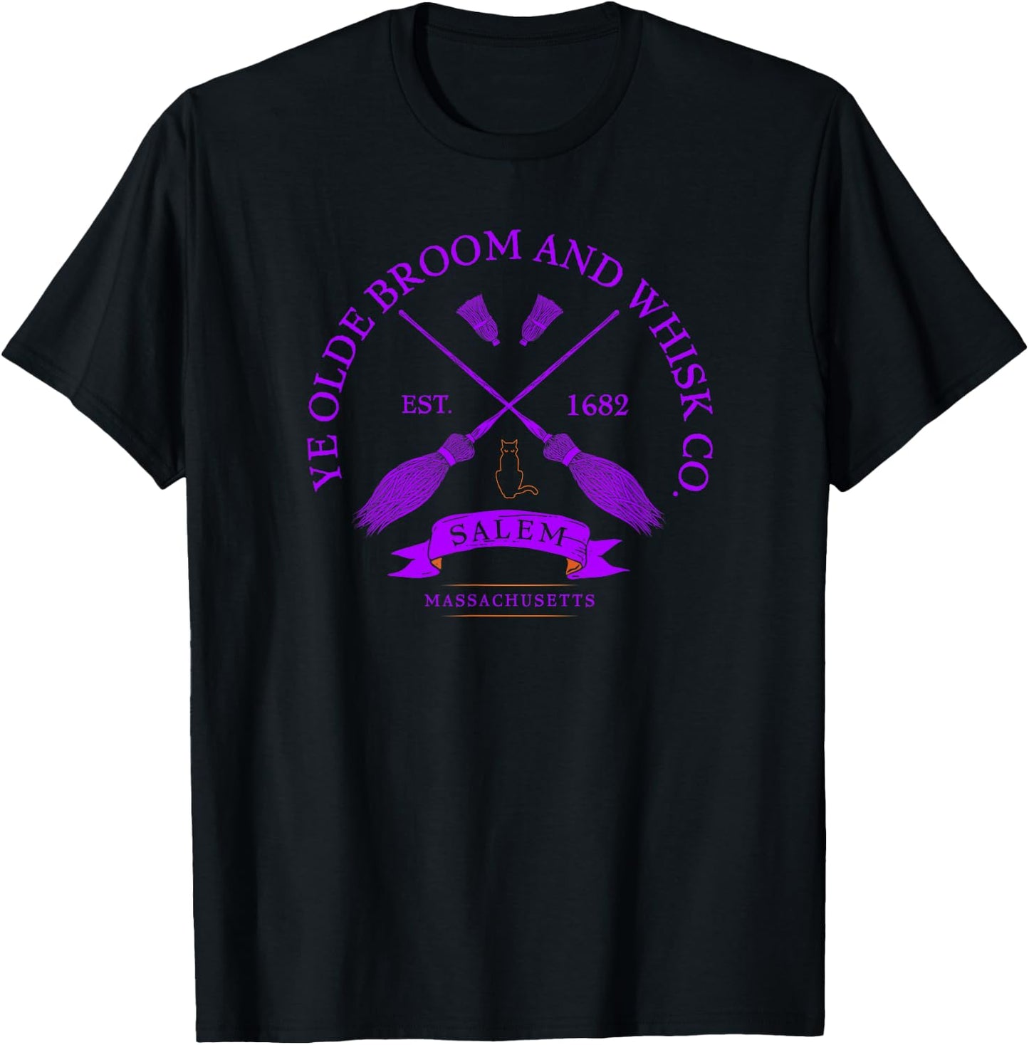Ye Olde Broom Co - Salem Mass. Est. 1682 Halloween T-Shirt - T-Shirt | Black