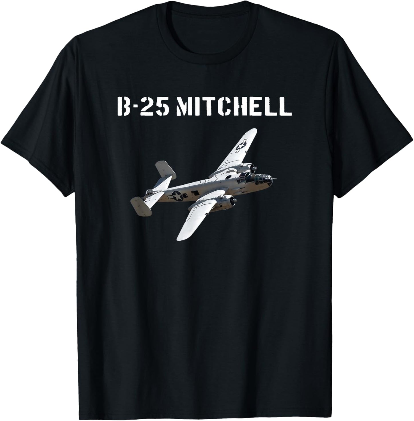 B-25 Mitchell Bomber Plane WW2 Vintage T-Shirt - T-Shirt | Black