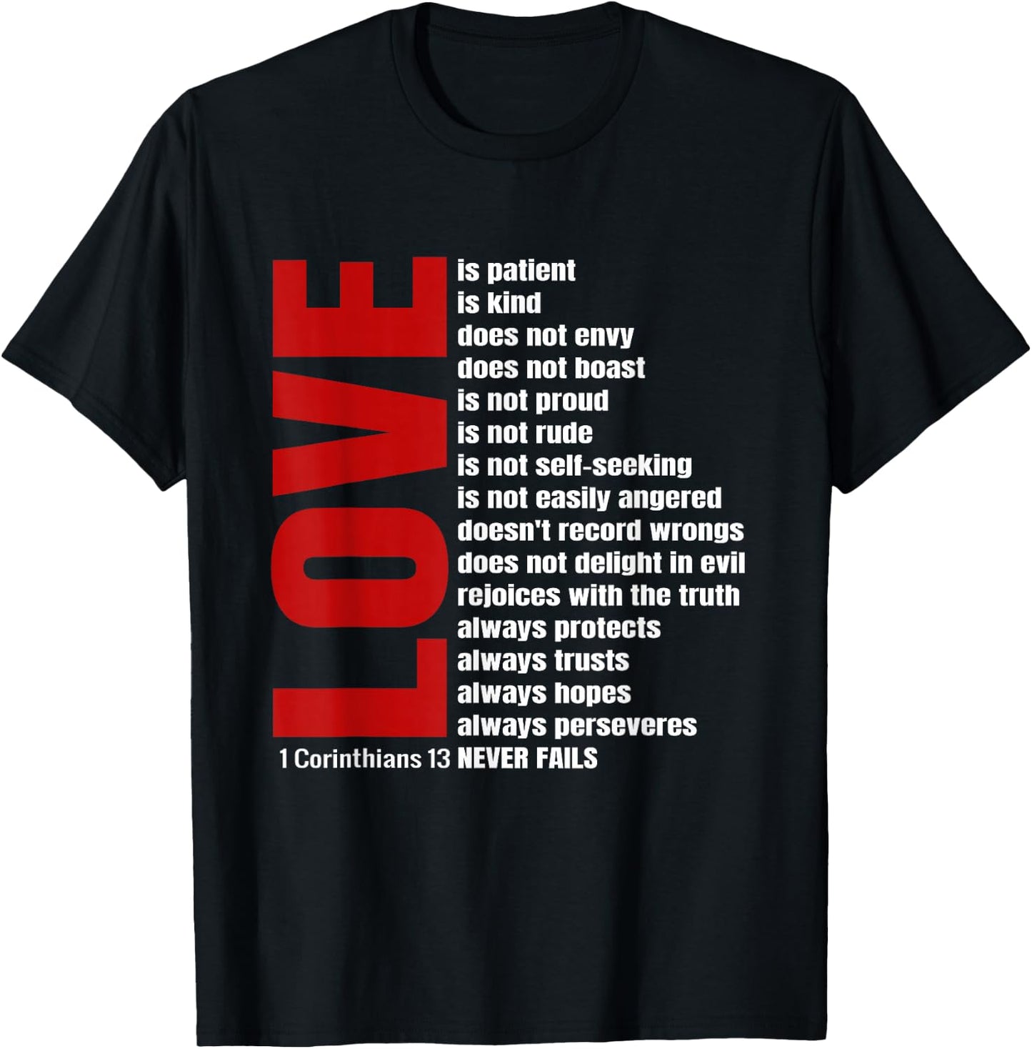 Love Is Patient 1 Corinthians 13 Bible Verse T Shirt T-Shirt - T-Shirt | Black