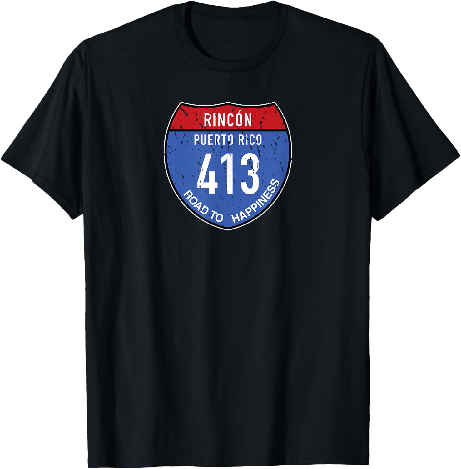 Rincón Puerto Rico | Road to Happiness 413 T-Shirt - T-Shirt | Black