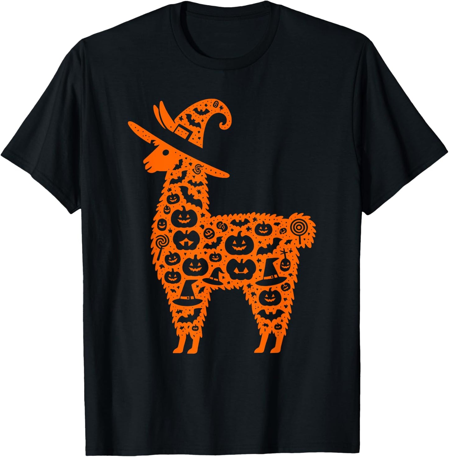 Funny Pumpkin Llama Candy Halloween Kids T-Shirt - T-Shirt | Black