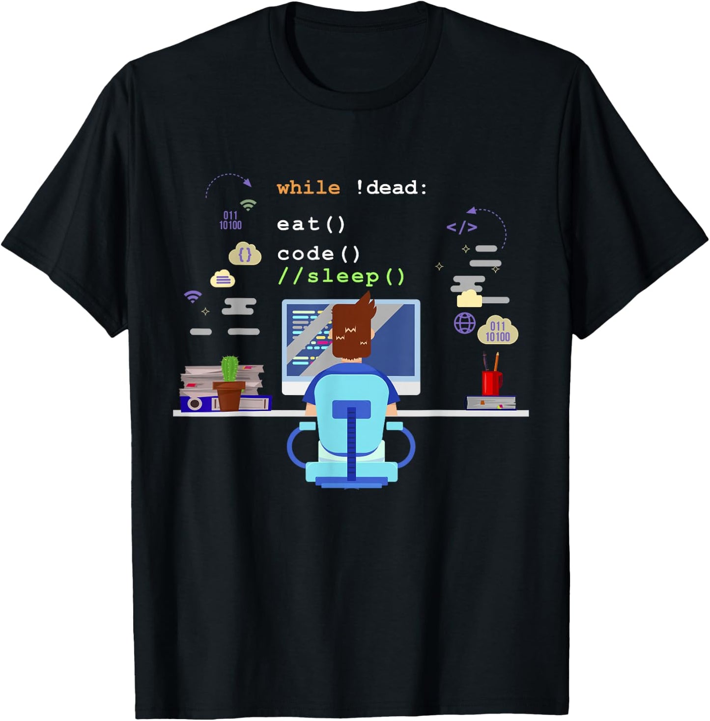Eat Sleep Code Computer Science Programming Shirt T-Shirt - T-Shirt | Black
