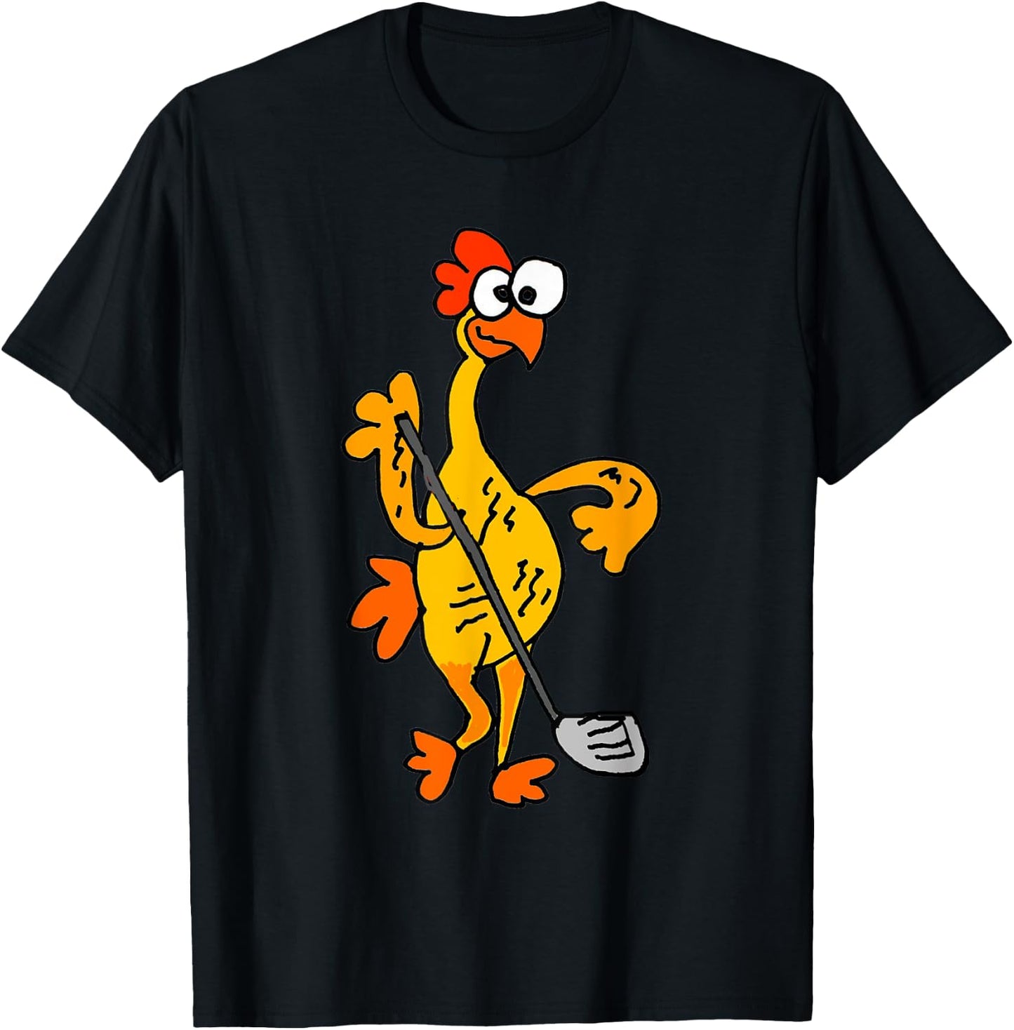 SmileteesSportsa Funny Rubber Chicken Playing Golf T-Shirt - T-Shirt | Black