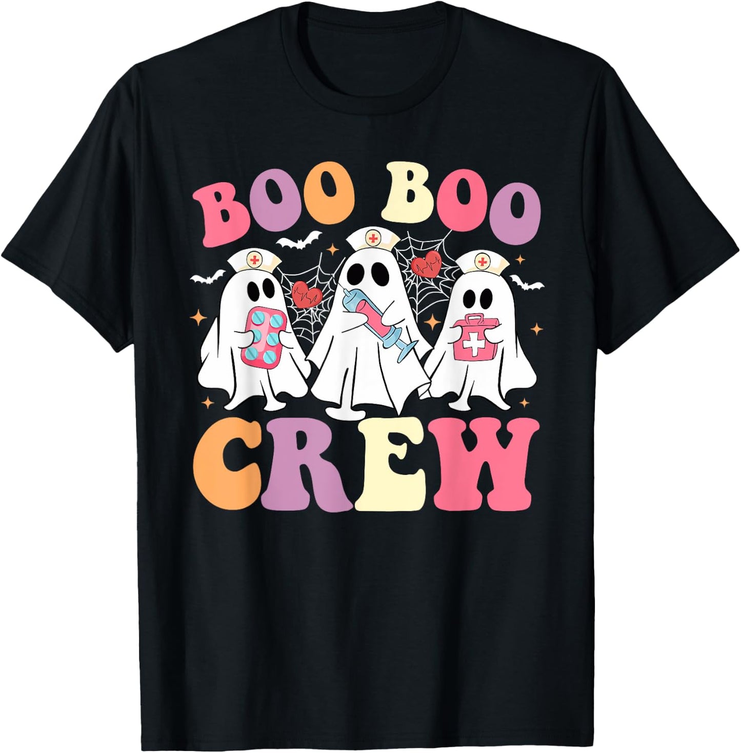 Funny Boo Boo Crew Halloween Costume Nurse Spooky Ghost T-Shirt - T-Shirt | Black