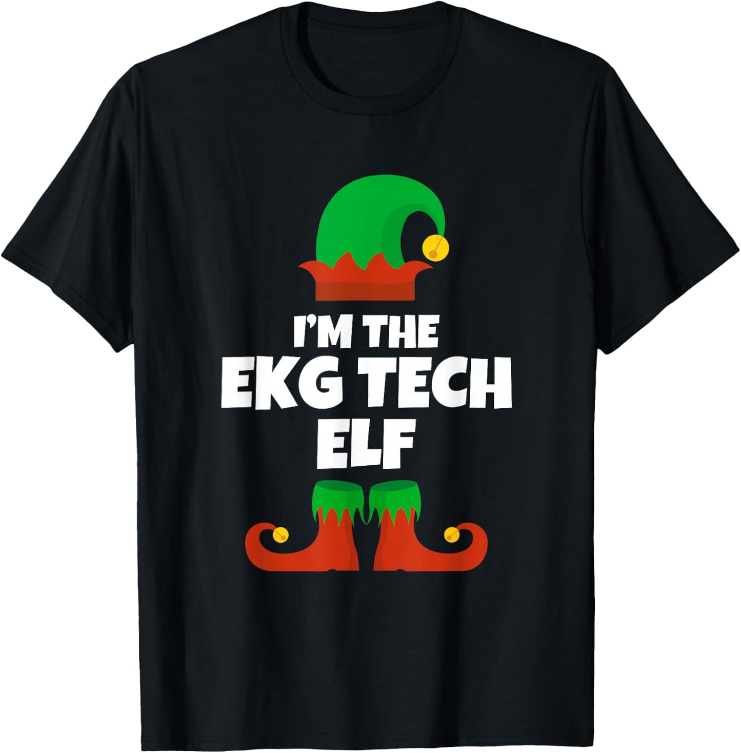 I'm Ekg Tech Elf Family Pajama Christmas Electrocardiograph T-Shirt - T-Shirt | Black