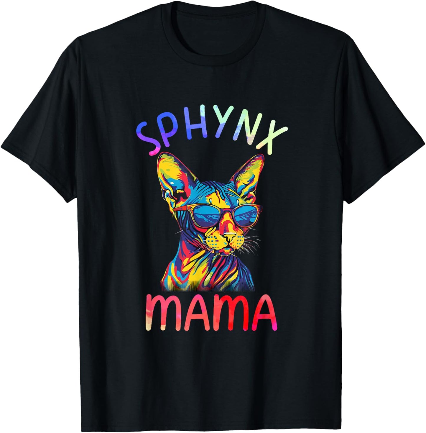 Sphynx Cat Mom Mama Pop Art Sphynx Cat Lovers Women Kids T-Shirt - T-Shirt | Black